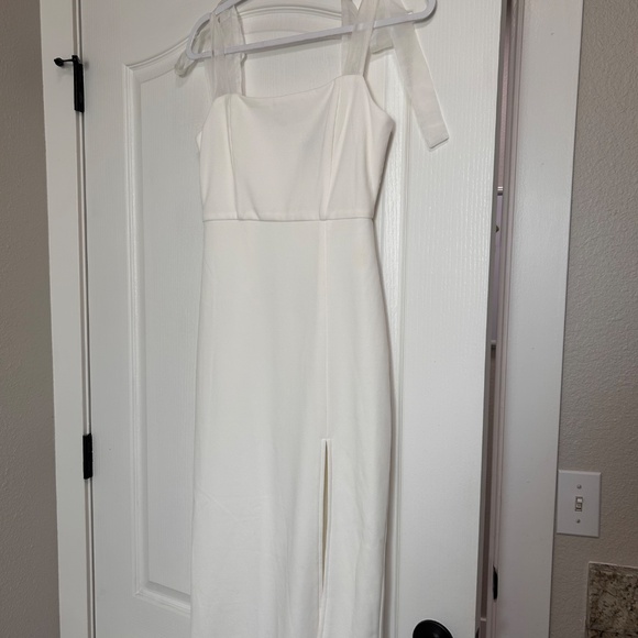 Lulus Romantic Celebration White Tie-strap Bodycon Midi Dress - Size S - Picture 2 of 5